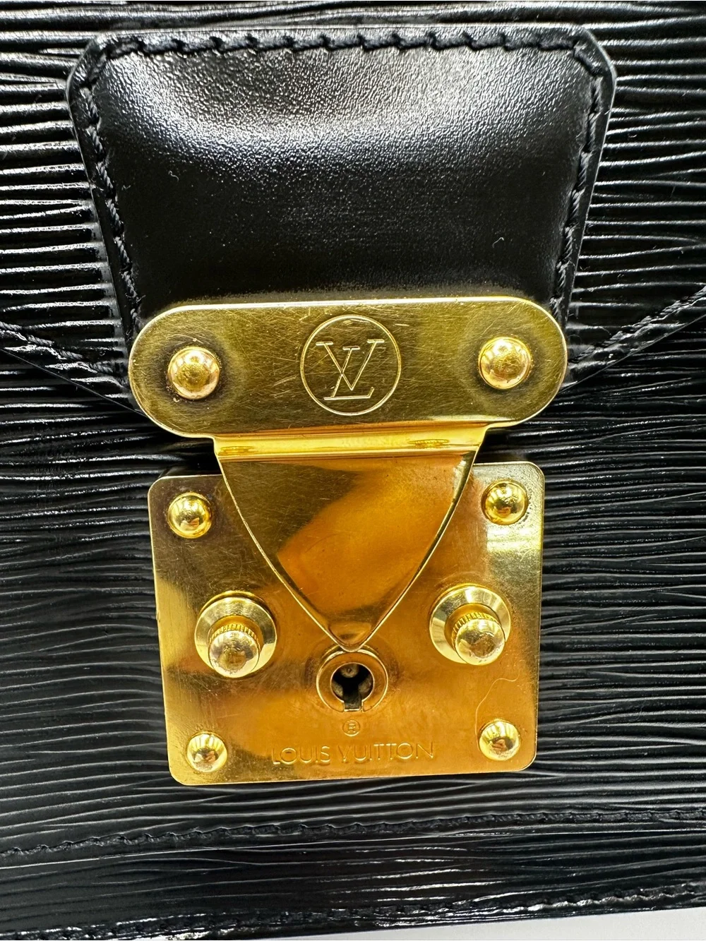 Louis Vuitton Black Epi Leather Top-Handle Satchel with Gold Hardware